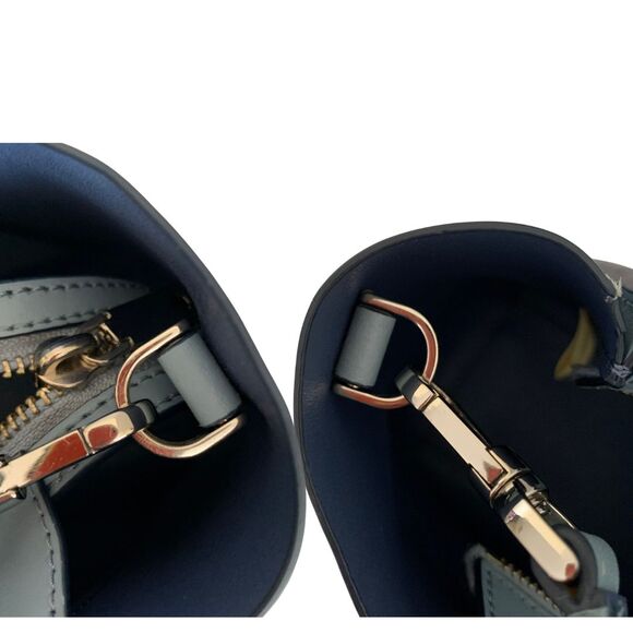 Kate Spade Dusty Blue Scallop Laser Cut Leather Tote Crossbody Bag Purse - Picture 7 of 13